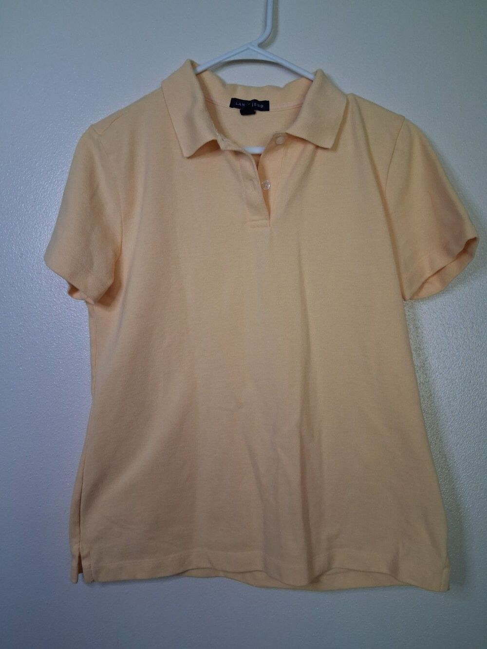 Lands' End Boys Medium 10-12 Polo Shirt Short Sleeve Light Yellow